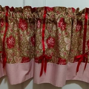 Ribbons and roses handmade reversible valances